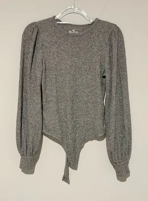 Hollister ribbed balloon‎ long sleeve bodysuit grey size medium thumbnail 1
