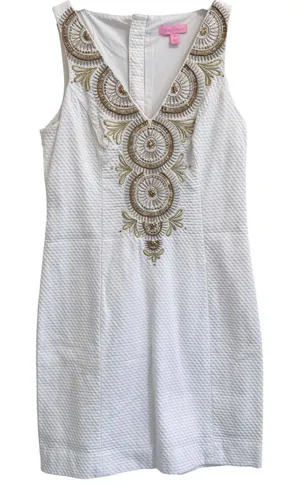 Lilly Pulitzer Gabby Shift Dress Womens 0 Resort White Seersucker‎ Bridal Preppy thumbnail 1