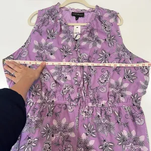 Lane Bryant NWT Sz 24 Sleeveless Notch Neck Elastic Waist Purple Floral Dress thumbnail 9