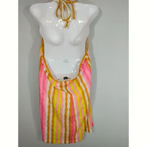 Wild Fable Multicolor Crochet Striped Halter Dress XXL NWT‎ Vacation Coastal thumbnail 6