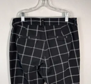 Old Navy Grid Windowpane Plaid Print High Rise Secret Slim Pocket Ankle Slacks 6 thumbnail 4