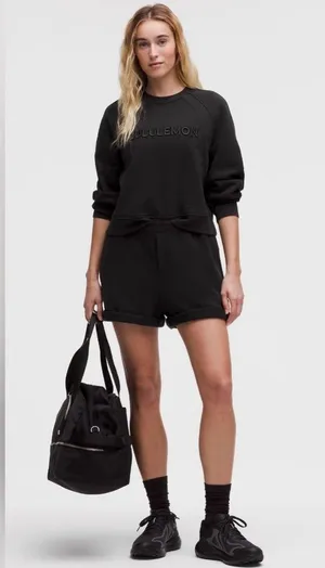 NWT Lululemon Scuba Oversized Pullover Crewneck Sweater Wordmark Black Size M/L thumbnail 4