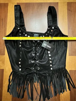 NWT Social Collision Faux Suede Fringe Black Top Size Medium thumbnail 10