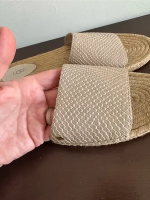 UGG Cherry Exotic Embossed Beige Leather Jute Espadrille Slides Sandals Size 9 thumbnail 9