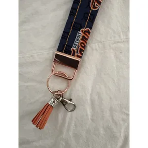 Detroit Tigers MLB Team Wrist Strap Key Fob Keychain 1" x5.5" Handmade Baseball thumbnail 3