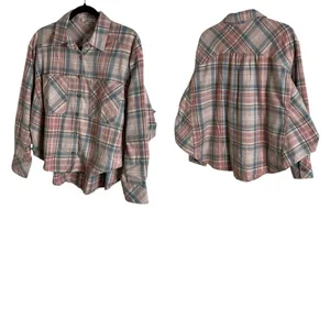 Oversized Plaid Flannel Shirt Button thumbnail 2