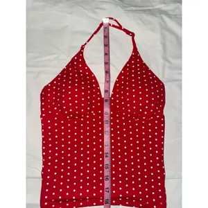Red White‎ Polka Dot Halter top with removable pads Size XS thumbnail 2