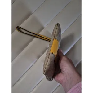 Coach Signature Canvas Wristlet with Yellow Leather Trim thumbnail 5