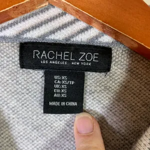 Rachel Zoe Grey White Striped Mock Neck Knit Sweater Tunic Side Slits XS thumbnail 2