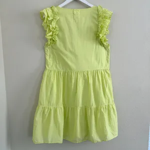 Nation LTD Luella Tiered Mini Dress in Tennis Ball Pima Cotton Pockets Sz Medium thumbnail 3