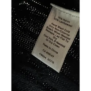 Talbots Women Black Cable Knit Lambswool Blend Button Cuff Sweater Large Classic thumbnail 4