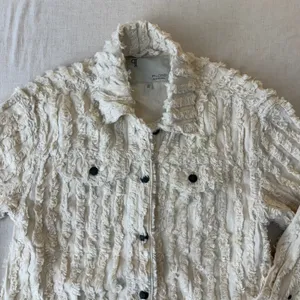 Pilcro Fluffy Corduroy Trucker Jacket Womens Large Cream Frayed Fringe NWOT thumbnail 6