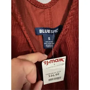 Blue Spice Corduroy Overall Mini Dress Size Small thumbnail 3