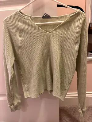 Boutique Green Waffle Knit Top thumbnail 1