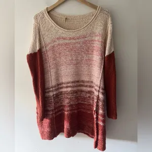 Free People Brown Ombré‎ Knit Sweater Dress Tunic Side Split thumbnail 2