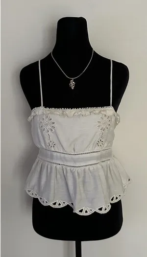 Zara Embroidered Peplum Top Beige/ Cream Size S New with Tags Women’s thumbnail 1