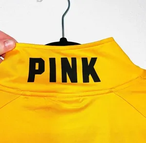 PINK Victoria’s Secret Half Zip Top Golden Yellow Fitted Athletic thumbnail 8