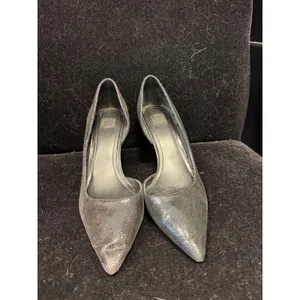 White House Black Market Grey Snakeskin d'Orsay Pointed‎ Toe Pumps Heels Size 8M thumbnail 5