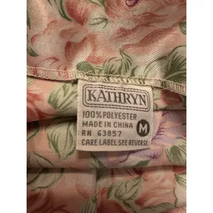 VTG 90s Kathryn Floral Satin Slip Dress Nightie Size Medium Cottage Romantic EUC thumbnail 3