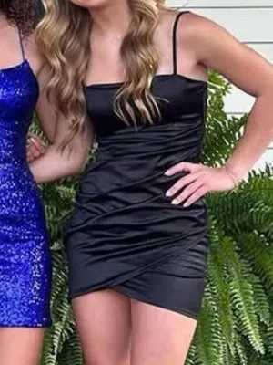 windsor black satin mini homecoming dress, worn once thumbnail 3