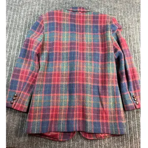 Vintage 90s LIZSPORT Blazer Women 10 Plaid Wool Shoulder Pads Tartan Jacket Fall thumbnail 2