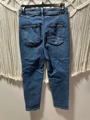 Pilcro High-Rise Straight Crop Jeans in Dark Blue Denim thumbnail 2