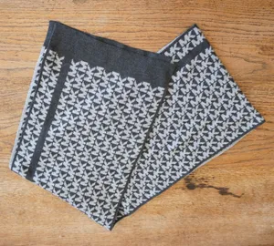 Michael Kors Scarf Grey White MK Monogram Logo Knit Winter Wrap Chic‎ Winter thumbnail 1