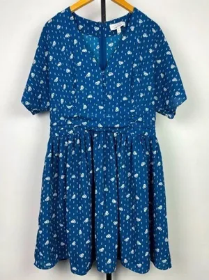 &‎ Other Stories Blue Floral Short Sleeve Lined A-Line Dress Size 10 thumbnail 1