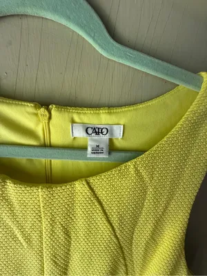 Cato Bright Yellow Textured Fit-and-Flare Dress thumbnail 2