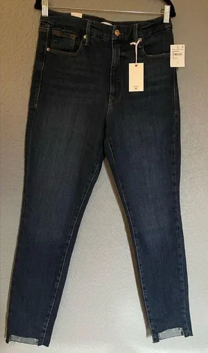 NWT Good American Good Waist Step Hem Skinny Jeans Dark Blue Denim Size 10 thumbnail 5