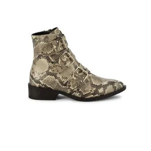 STEVEN NEW YORK Beige Snake Buckle Accent Studded Hazan‎ Almond Toe Block Heel thumbnail 2