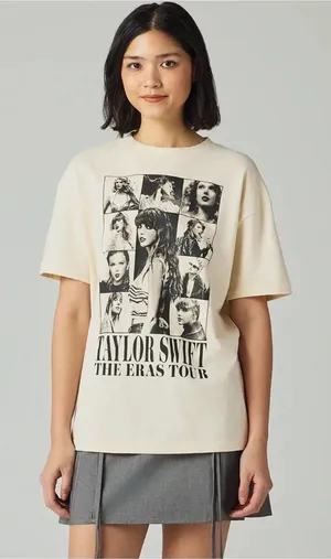 Taylor Swift Cream Eras Tour Graphic Print Short Sleeve Cotton Tee thumbnail 1