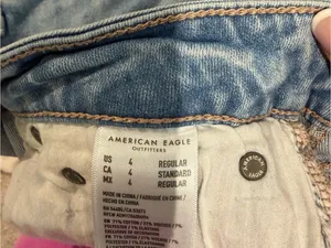 American Eagle Outfitters Light Blue Distressed Flare Jeans thumbnail 4