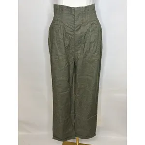 Hemp Momma Luna Pant Olive Green High Waist Pleated Trousers Small 121W5W1072 thumbnail 2