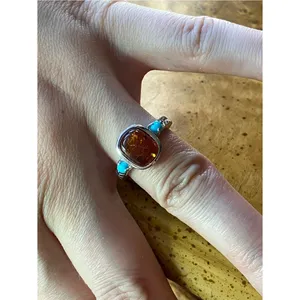 Baltic Amber Sleeping Beauty Turquoise Sterling Silver Ring Size 7 thumbnail 3