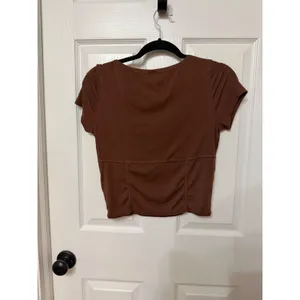 Sunday Best Aritzia‎ Brown Ribbed Corset Seam Scoop Neck Crop Top Large thumbnail 4