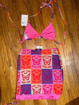 NWT Easy Tiger Butterfly Bikini Mesh Skirt Set S/M Ibiza thumbnail 3