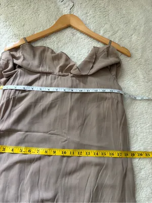Abercrombie & Fitch Ruffle Maxi Dress Size Medium Taupe Tan Flowy Sleeveless thumbnail 6