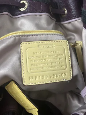 COACH Soft Legacy XI Eggplant Purple Pebbled Leather Drawstring Tote Bag Purse 🌺 thumbnail 9