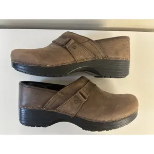 Abeo Bio System Eve Brown Leather Clogs Sz 9 N Slip Resistant Rubber Sole thumbnail 3
