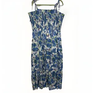 Hailey & Co Women's Plus Size‎ 3X Blue Floral Smocked Tie-Strap Maxi Dress thumbnail 2