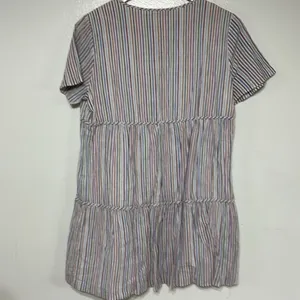 Madewell Striped Crewneck Button-Front Tiered Mini Dress Size M Spring Easter thumbnail 7