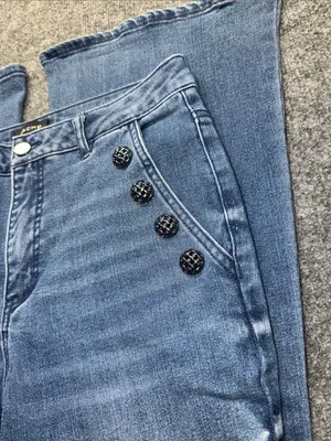Cache Light Blue Flared Jeans with Decorative Buttons thumbnail 9