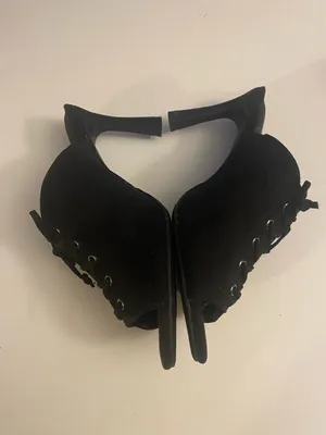 NW Diva Black Lace-Up Open-Back Mule Heels thumbnail 9