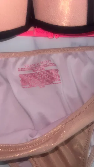 Victoria's Secret Hot pink/Black/ Rose Gold Women's Bikini Set 36B/M thumbnail 12