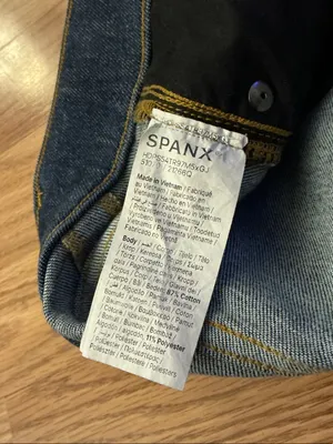 SPANX Dark Blue Flare Jeans with Frayed Hem Size Large thumbnail 4
