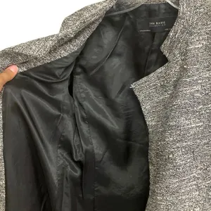 Zara double-breasted flecked frock tweed coat cotton blend medium #698 thumbnail 6