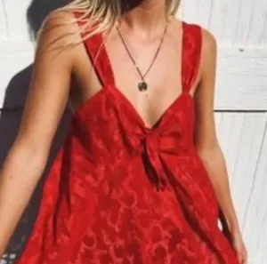 Vtg Victoria’s Secret Red Semi Sheer Slip Dress Sz Medium Babydoll thumbnail 3