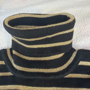 Lauren Ralph Lauren black gold metallic striped ribbed turtleneck S thumbnail 4
