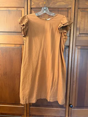 a new day Rust Brown Ruffle Sleeve women’s Dress size Large linen blend thumbnail 2